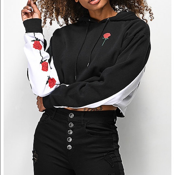 Empyre Kennita Savage Rose Black Crop Hoodie (M) - Picture 5 of 5